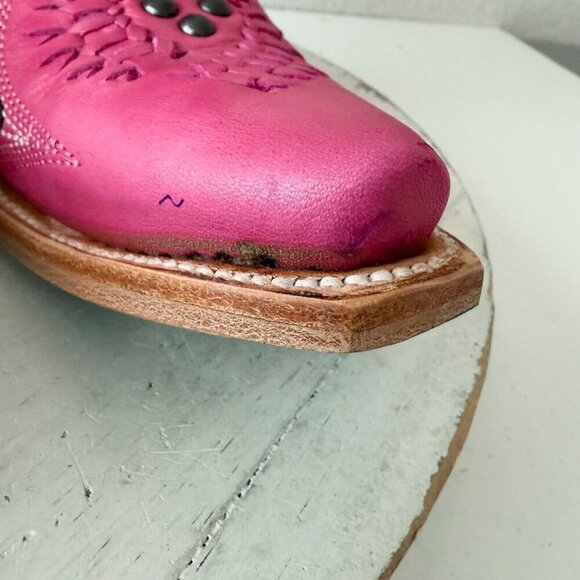 Lane COSSETTE Womens Cowboy Bootie 7 Hot Pink Leather Western Short Ankle Boots - Picture 7 of 13